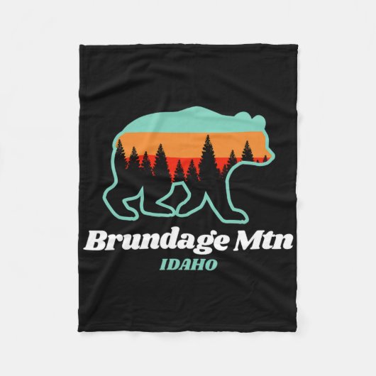 Brundage Mountain Idaho Skiing Snowboarding Bear  フリースブランケット (正面)