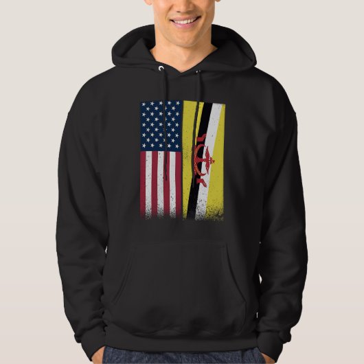 Brunei  Bruneian American Flags Proud USA Brunei パーカ (正面)