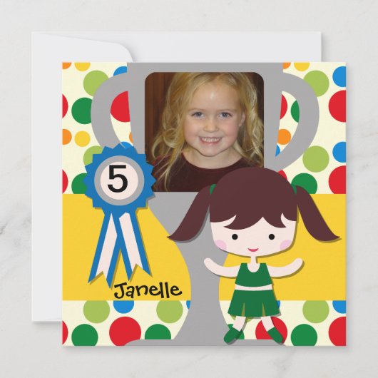 Brunette写真を追加カスタムチアリーダー招待状 招待状 (正面)