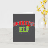 Brunette Elf Christmas Family Matching Group Xmas  カード (黄色い花)