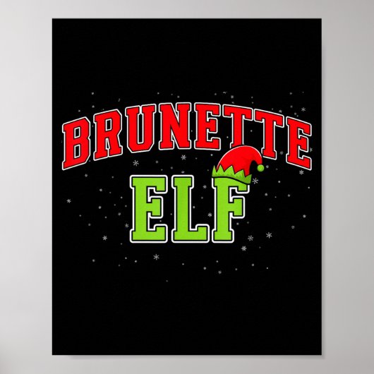 Brunette Elf Christmas Family Matching Group Xmas  ポスター (正面)