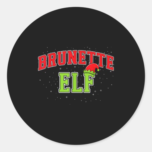 Brunette Elf Christmas Family Matching Group Xmas  ラウンドシール (正面)