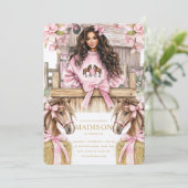 Brunette Girl Horse Birthday Invitation 招待状 (スタンド正面)
