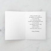 Brunette in Elegant Teal Gold Glam Fashion BDay カード (内部)