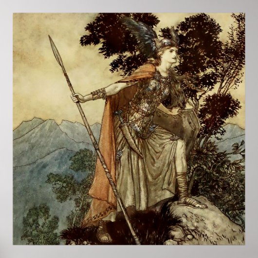 ”Brunnhilde Valkerie Maiden” by Arthur Rackham ポスター (正面)