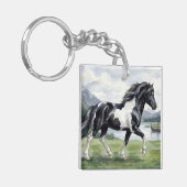 Brunskjottur Black pinto Icelandic キーホルダー (正面左)