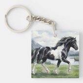 Brunskjottur Black pinto Icelandic キーホルダー (正面)