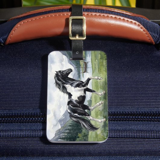 Brunskjottur Black pinto Icelandic ラゲッジタグ (正面インサイチュ2)