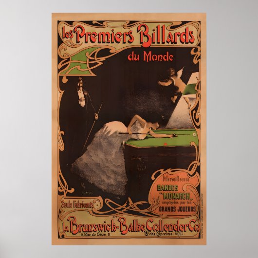 Brunswick Billards Vintage Poster ポスター (正面)