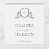 BRUNSWICK Monogram Crest Wedding ワインラベル (シングルラベル)