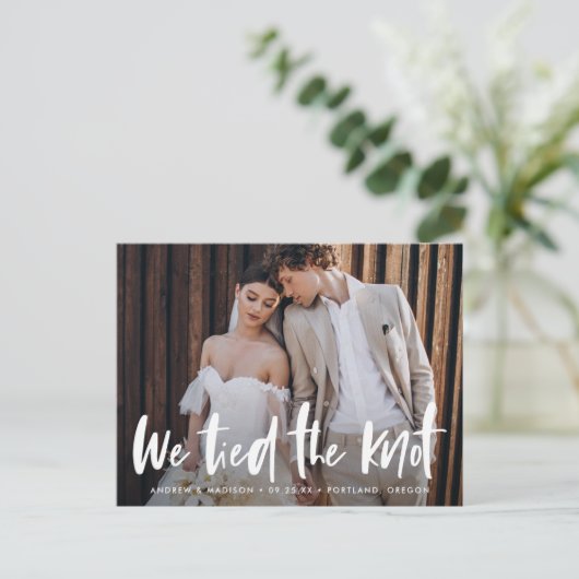 Brushはっきりした Script Photo私たちは結び目 ポストカード (スタンド正面)