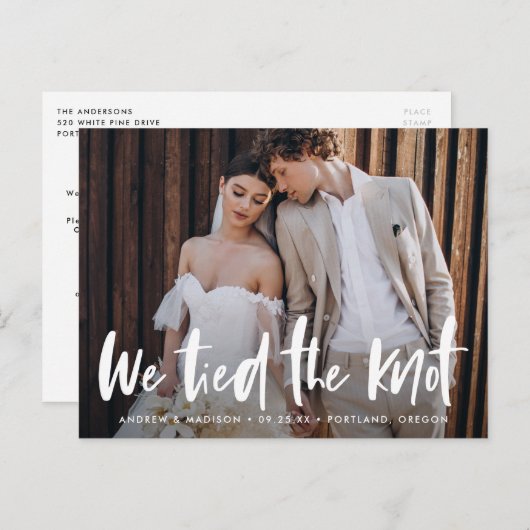 Brushはっきりした Script Photo私たちは結び目 ポストカード (正面/裏面)