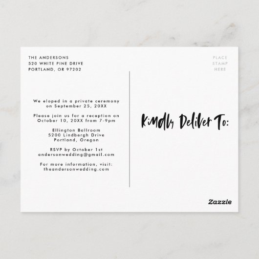 Brushはっきりした Script Photo私たちは結び目 ポストカード (裏面)