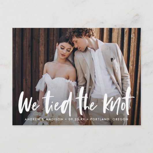 Brushはっきりした Script Photo私たちは結び目 ポストカード (正面)