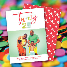 Brush カラフル 2025タイポグラフィ新年写真 シーズンカード