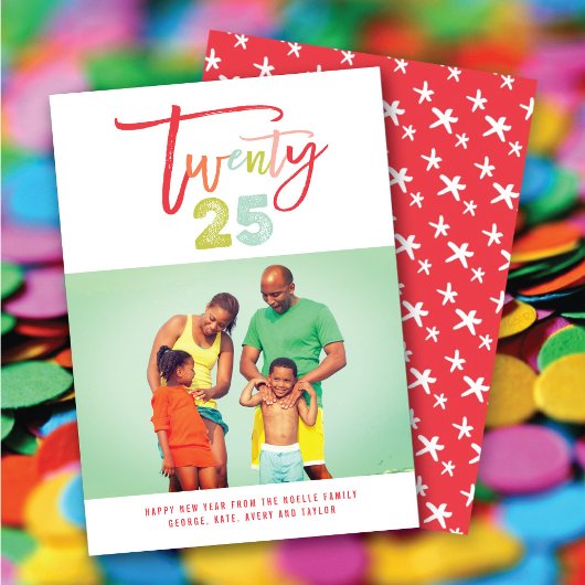 Brush カラフル 2025タイポグラフィ新年写真 シーズンカード