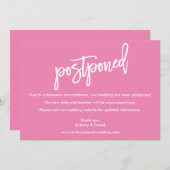 Brush モダン Scriptの結婚延期されたピンク色のカード セーブザデート (正面/裏面)