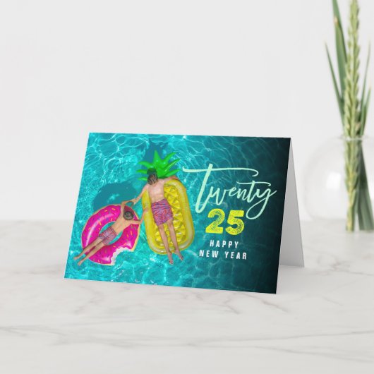 Brush モダン Script 2025タイポグラフィ年末年始の写真 シーズンカード (正面)