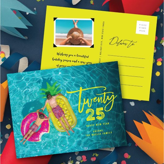 Brush モダン Script 2025タイポグラフィ年末年始の写真 シーズンポストカード