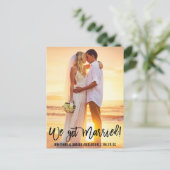 Brush モダン Script Coule Photo We得 （ブラシスクリプトカップル写真We ポストカード (スタンド正面)