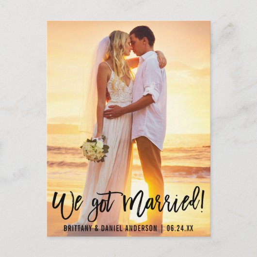 Brush モダン Script Coule Photo We得 （ブラシスクリプトカップル写真We ポストカード (正面)