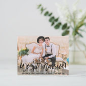 Brush モダン Script We写真得結婚した ポストカード (スタンド正面)