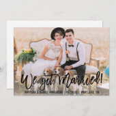 Brush モダン Script We写真得結婚した 案内状 (正面/裏面)