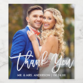 Brush モダン Script's Thank 結婚 You Photo ワインラベル (シングルラベル)