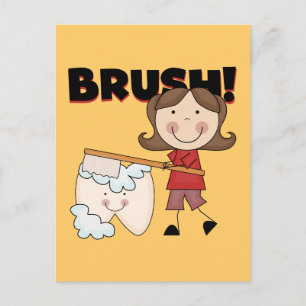 BRUSH – 歯Tシャツとギフト付き女の子 ポストカード