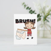 BRUSH – 歯Tシャツとギフト付き女の子 ポストカード (スタンド正面)