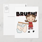 BRUSH – 歯Tシャツとギフト付き女の子 ポストカード (正面/裏面)