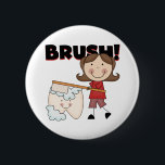 BRUSH – 歯Tシャツとギフト付き女の子 缶バッジ<br><div class="desc">大きな歯ブラシを持つ女の子のスティックフィギュアTシャツ、マグカップ、磁石、カード、トートバッグなどのアイテムに大きな笑顔の歯。歯を磨くことの素晴らし重要性を子供に植え付ける方法であり、歯科医素晴らし師、歯科助手、患者にも与えられる！</div>