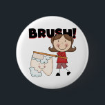 BRUSH – 歯Tシャツとギフト付き女の子 缶バッジ<br><div class="desc">大きな歯ブラシを持つ女の子のスティックフィギュアTシャツ、マグカップ、磁石、カード、トートバッグなどのアイテムに大きな笑顔の歯。歯を磨くことの素晴らし重要性を子供に植え付ける方法であり、歯科医素晴らし師、歯科助手、患者にも与えられる！</div>