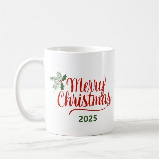 Brush Calligraphy Merry Christmas 2025 コーヒーマグカップ (左)