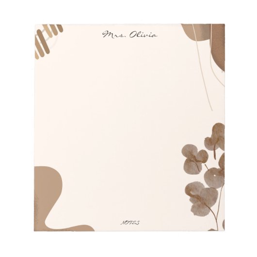 Brush Floral Teacher Notepad ノートパッド (正面)