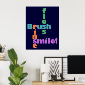 Brush Floss Rinse, then SMILE! ポスター (ホームオフィス)