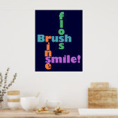 Brush Floss Rinse, then SMILE! ポスター (キッチン)