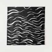 Brush grunge pattern. White and black.abstract,art タペストリー (正面(横))