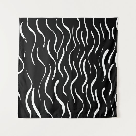 Brush grunge pattern. White and black.abstract,art タペストリー (正面)