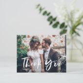 Brush Hand Lettered Photo'結婚s Thank You ポストカード (スタンド正面)