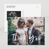 Brush Hand Lettered Photo'結婚s Thank You ポストカード (正面/裏面)
