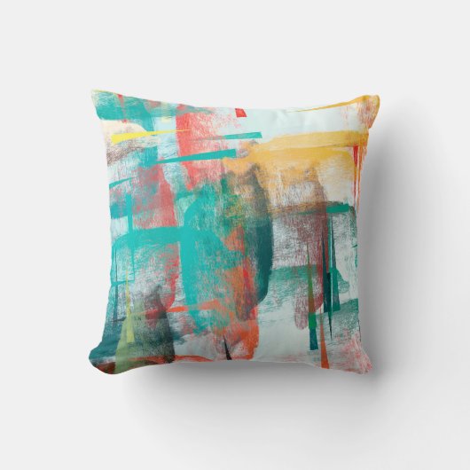 Brush painting. Artistic canvas mix unique form. O クッション (正面)