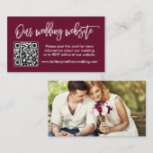 Brush Scriptの結婚WebサイトQRフォトブルゴーニュ エンクロージャーカード (正面/裏面)