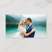 Brush Scriptの結婚WebサイトQRフォトブルー エンクロージャーカード (裏面)