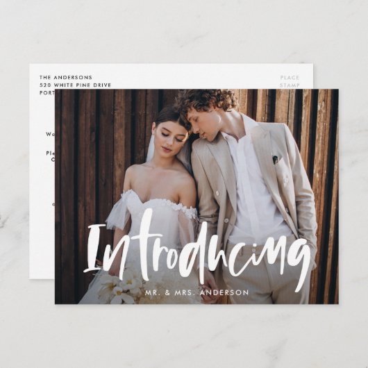 Brush ScriptはっきりしたのElopementの結婚紹介 ポストカード (正面/裏面)