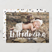 Brush Scriptフォトベビーの発表 案内状 (正面/裏面)