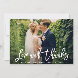 Brush Script結婚の写真の愛と感謝していモダンPhoto Love サンキューカード
