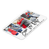 Brush Script モダン 3 Photo Save The Date Wht マグネット (左側)