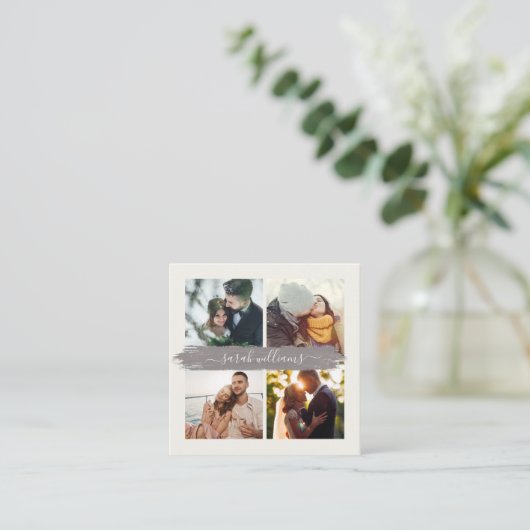 Brush Script モダン Instagramフォトフォトフォトグラファー スクエア名刺 (スタンド正面)