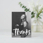 Brush Script モダン Photo Graduation Thank You ポストカード (スタンド正面)